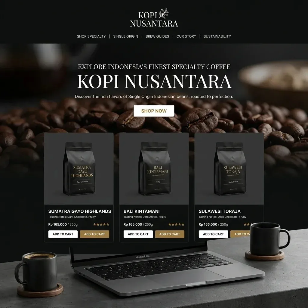 Portofolio Proyek Rencanain - Kopi Nusantara E-Commerce (Website Development)