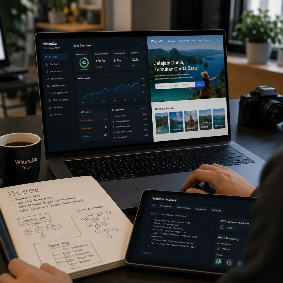 Portofolio Proyek Rencanain - WisataGo Travel SEO/AEO/GEO Engine (SEO & AI Search)